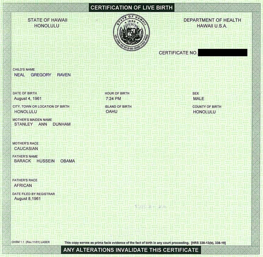 certificate of live birth template